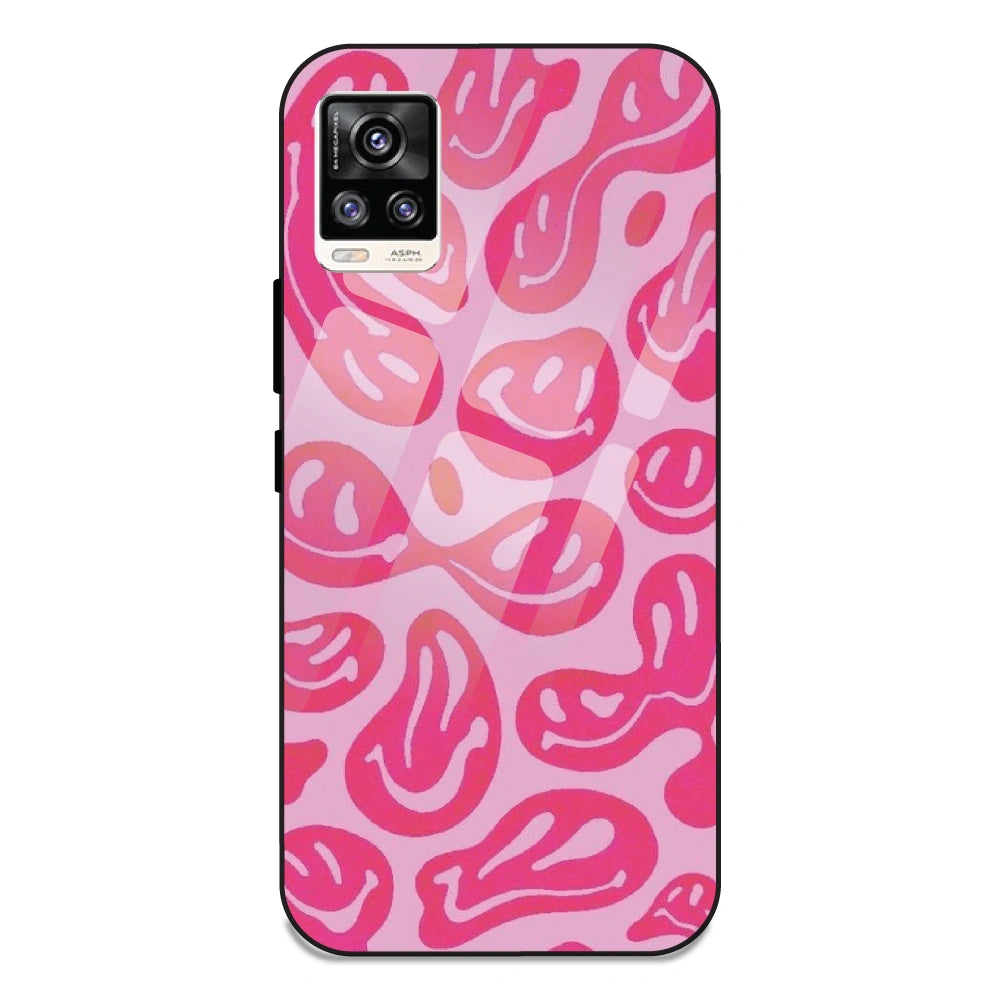 Pink Smilies - Glass Case For Vivo V20