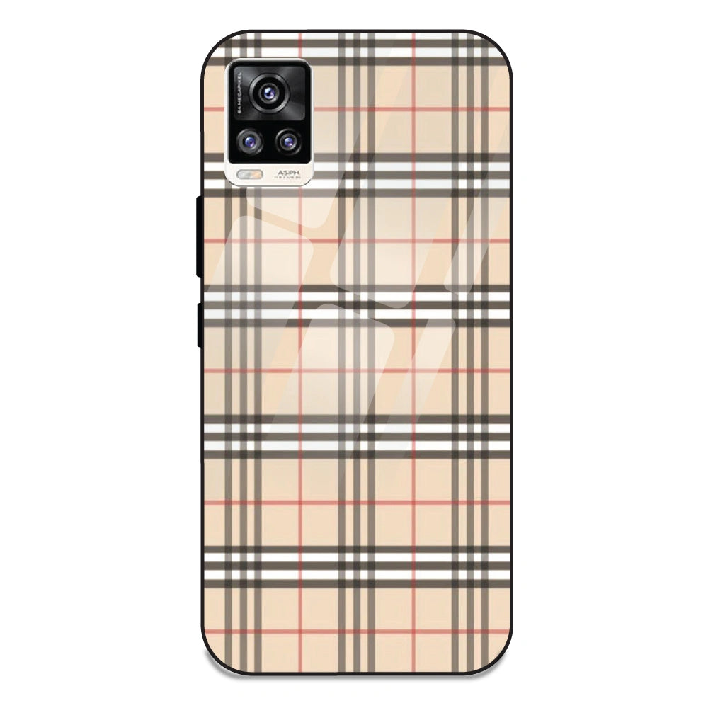 Yellow Checks - Glass Case For Vivo V20