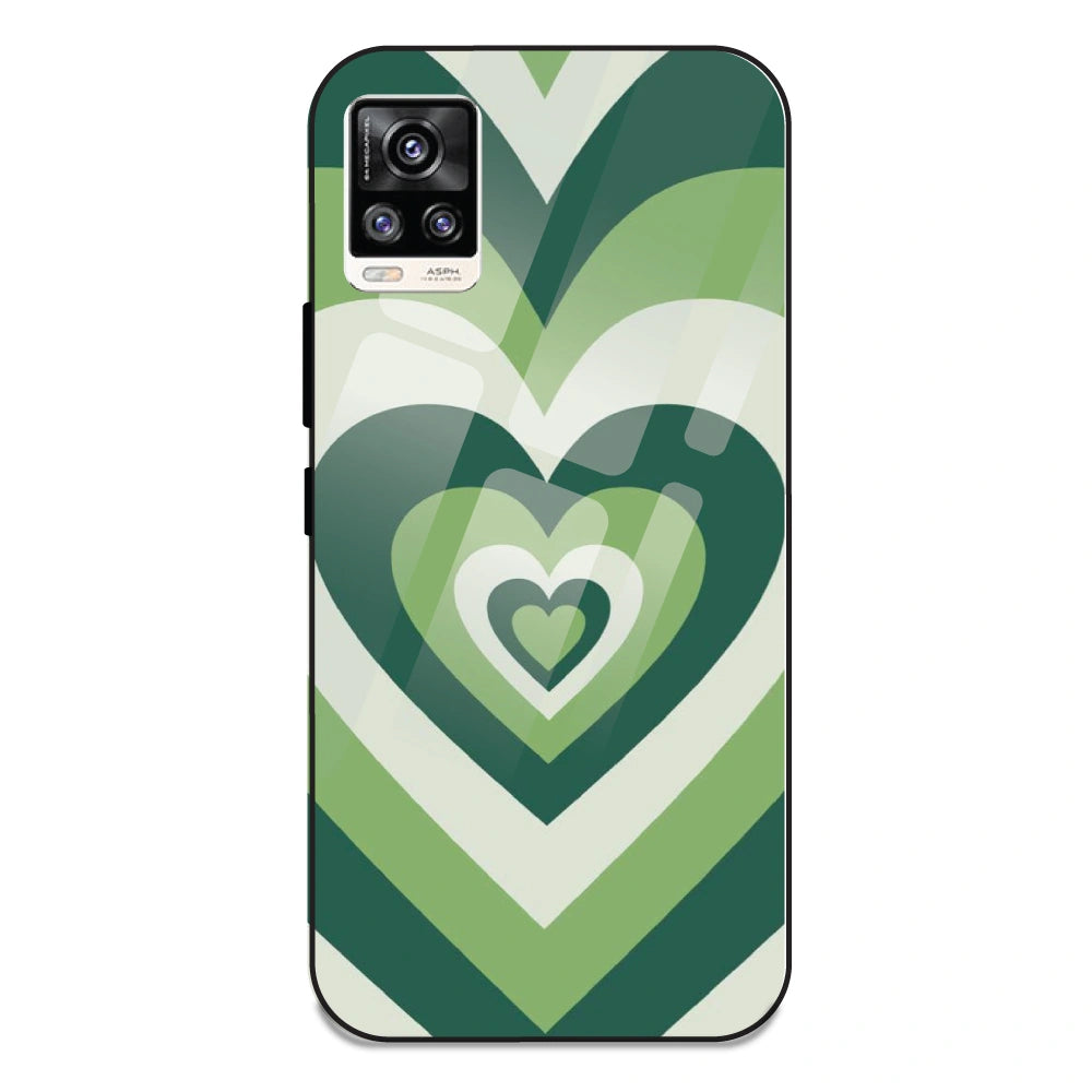 Green Hearts - Glass Case For Vivo V20