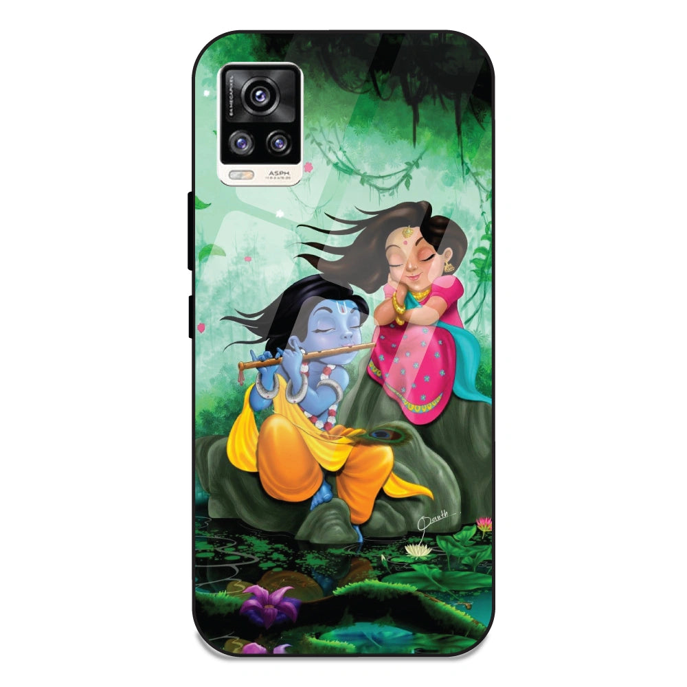 Radha Krishna - Glass Case For Vivo V20
