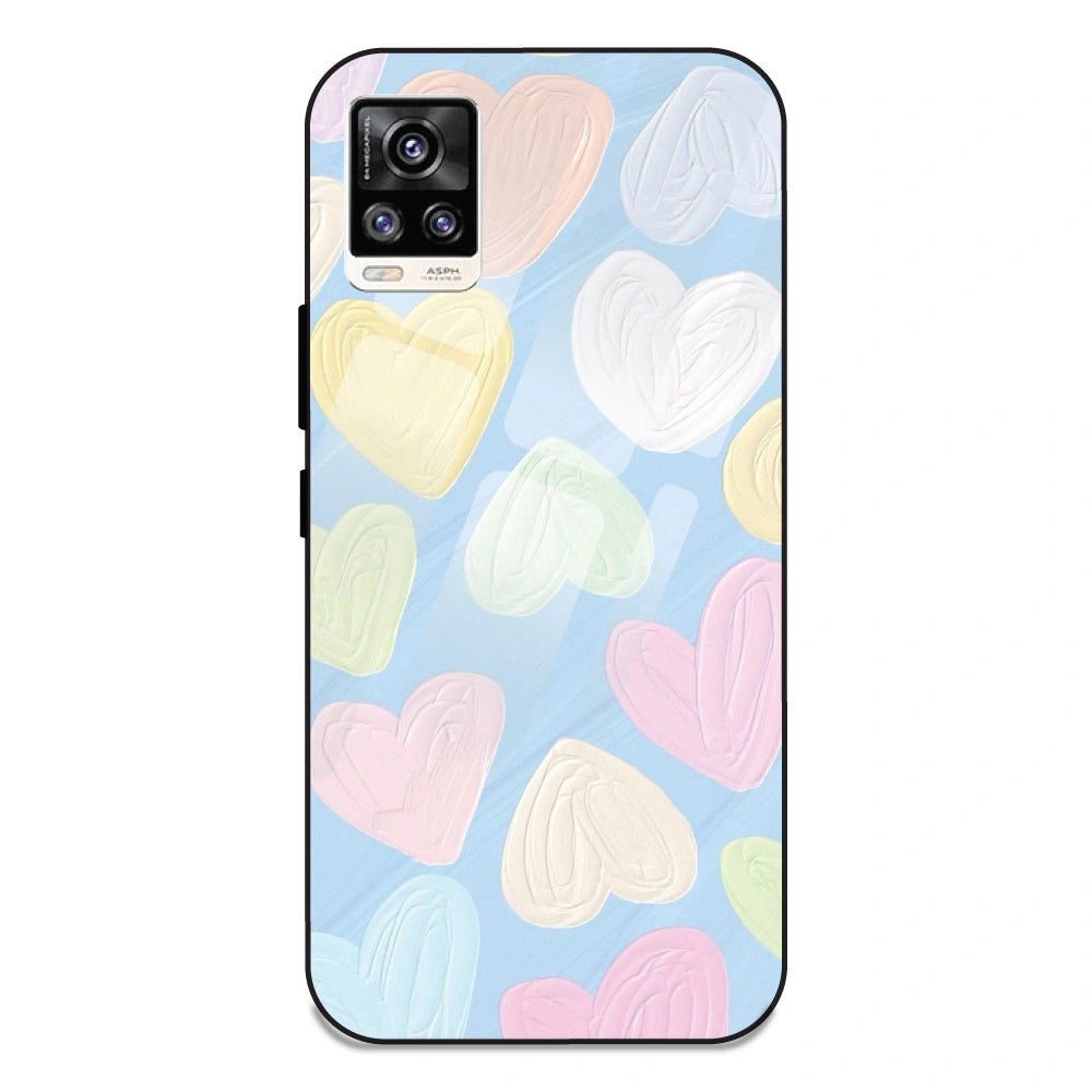 Pastel Hearts - Glass Case For Vivo V20
