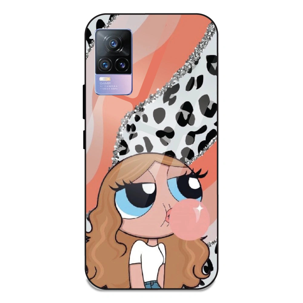 Peach Print Baddie Girl - Glass Case For Vivo V21E 4G