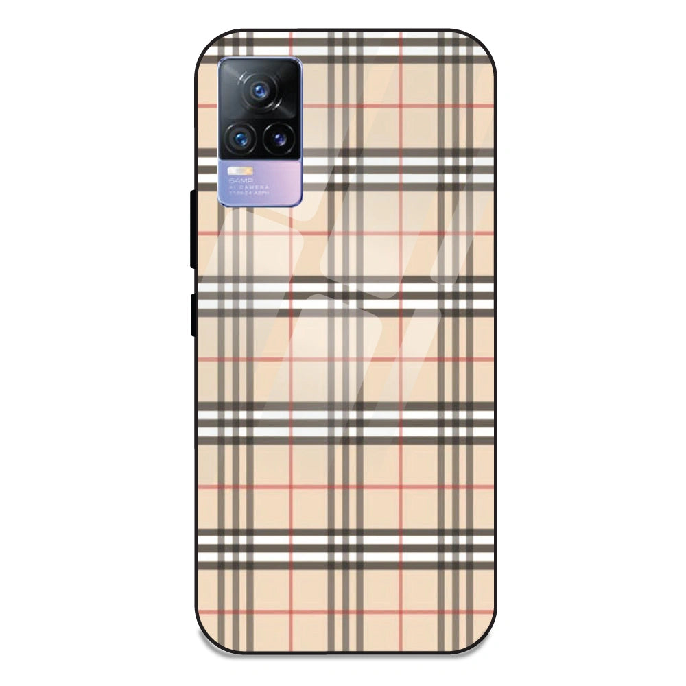 Yellow Checks - Glass Case For Vivo V21E 4G