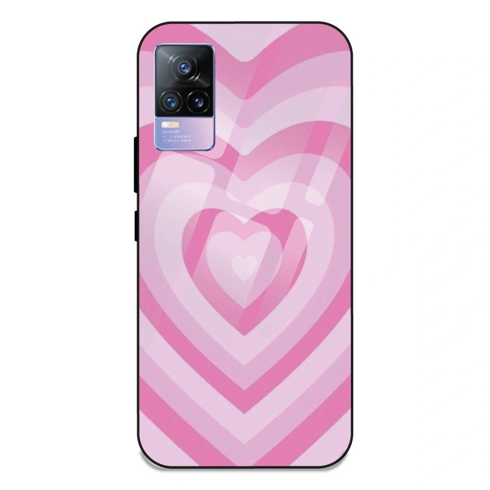 Pink Hearts - Glass Case For Vivo V21E 4G