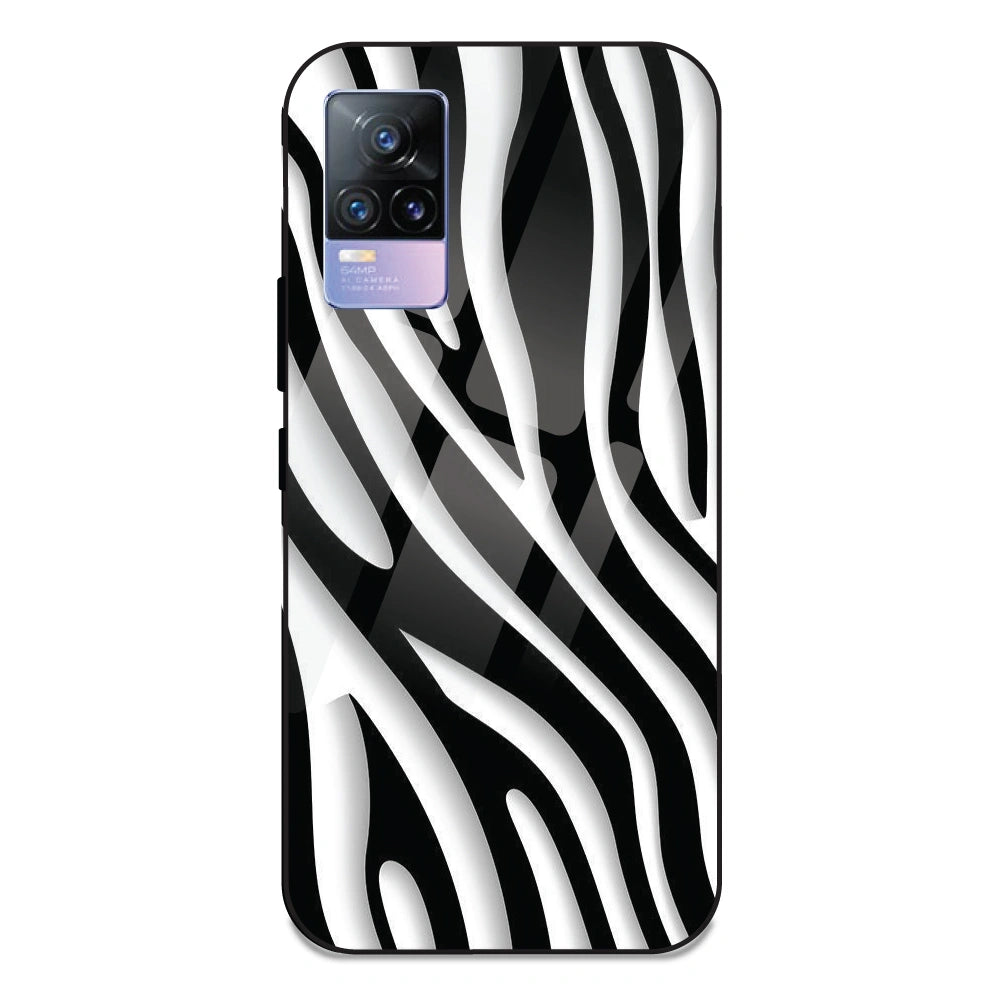 Zebra Print - Glass Case For Vivo V21E 4G