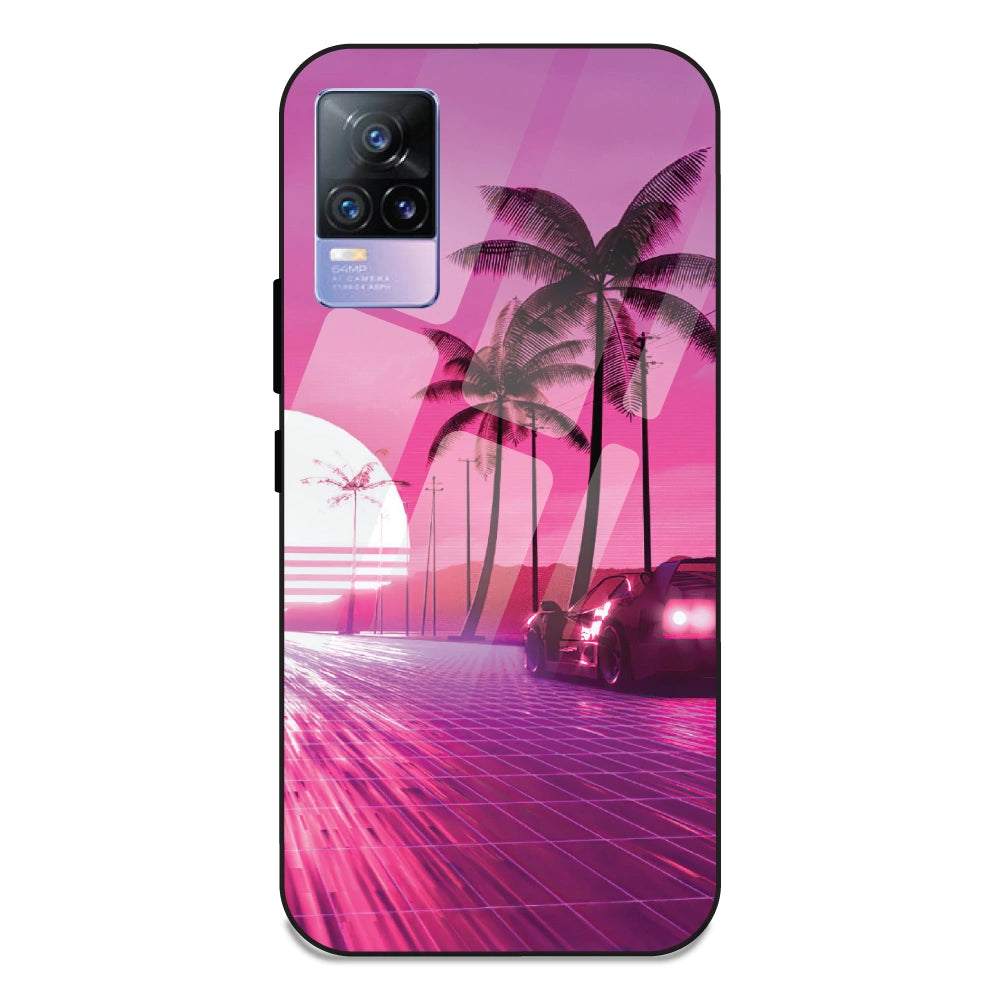 Retro Beach Synthwave - Glass Case For Vivo V21E 4G