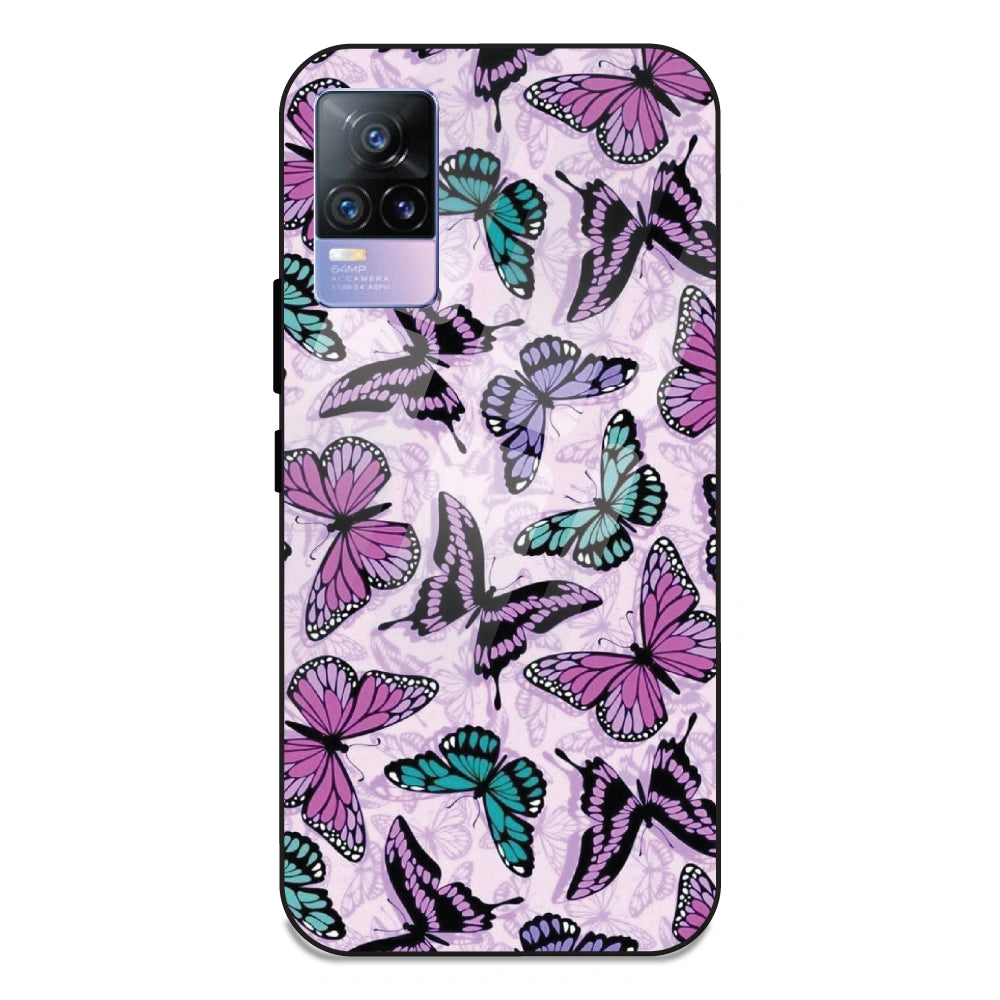 Purple Butterflies - Glass Case For Vivo V21E 4G