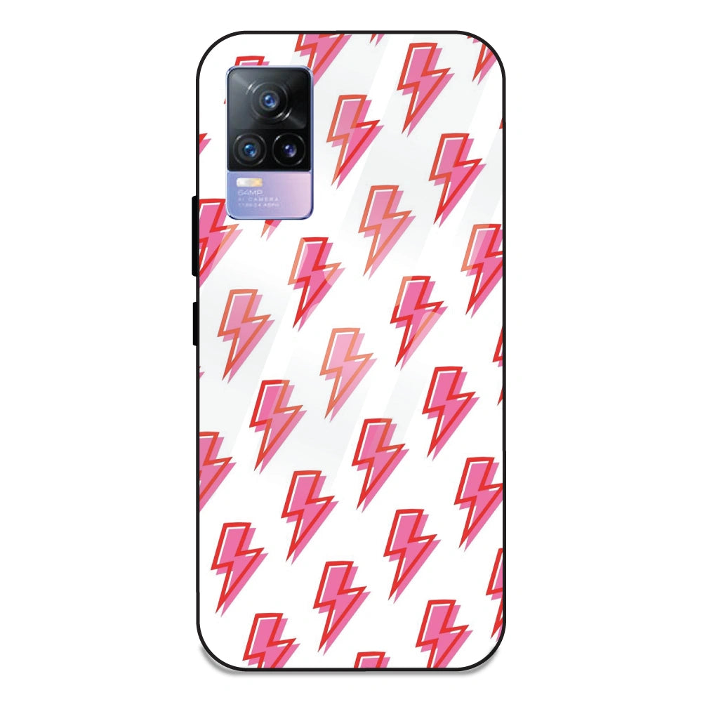 Pink Lightning Bolts - Glass Case For Vivo V21E 4G