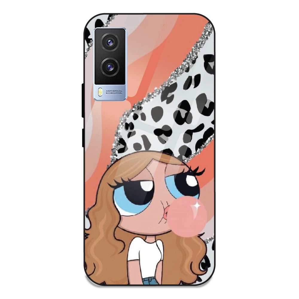 Peach Print Baddie Girl - Glass Case For Vivo V21E 5G