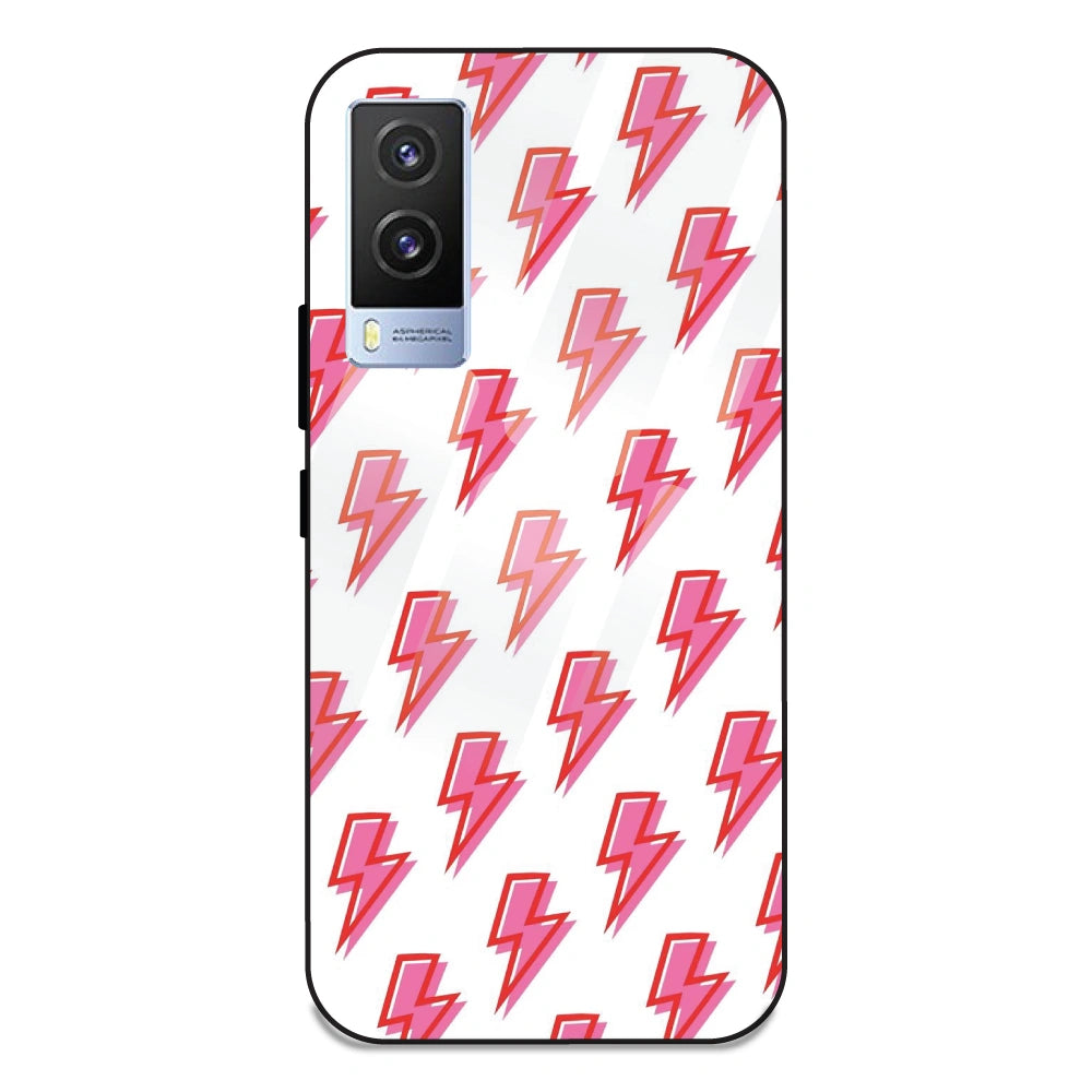 Pink Lightning Bolts - Glass Case For Vivo V21E 5G