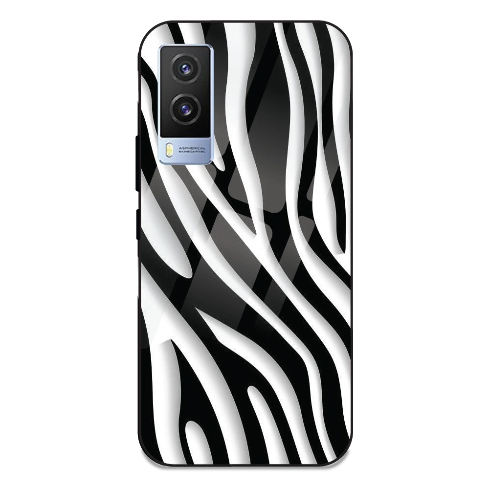 Zebra Print - Glass Case For Vivo V21E 5G