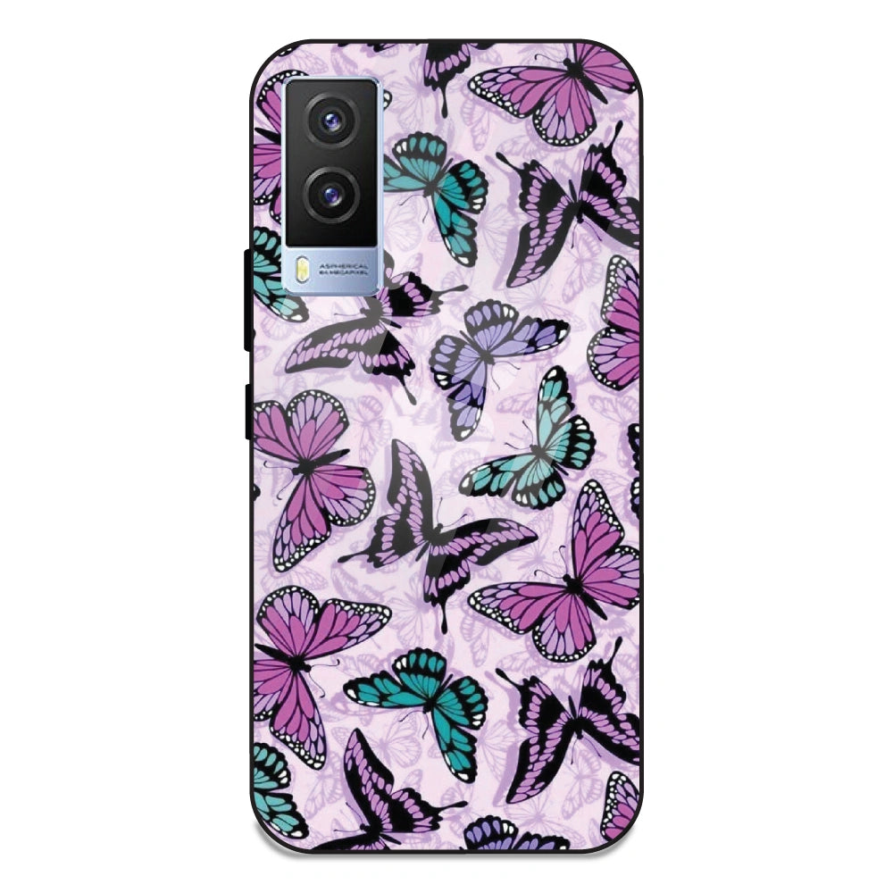 Purple Butterflies - Glass Case For Vivo V21E 5G