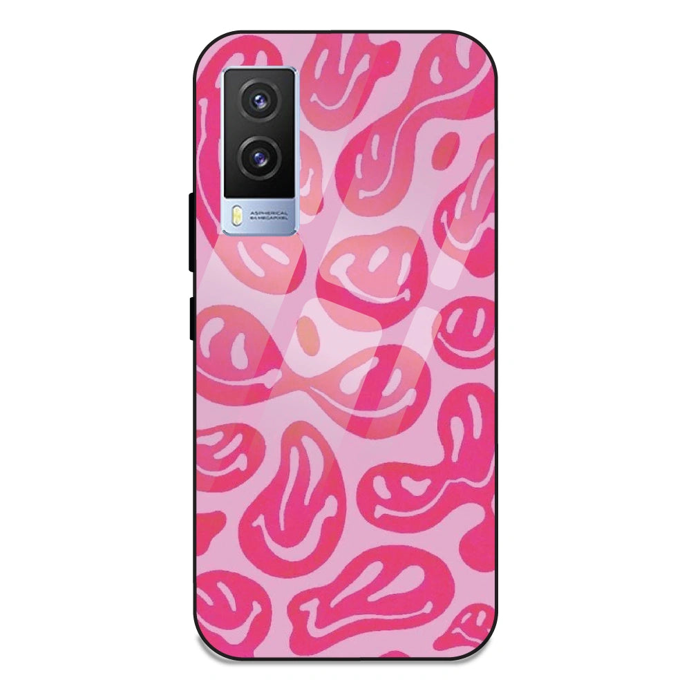 Pink Smilies - Glass Case For Vivo V21E 5G