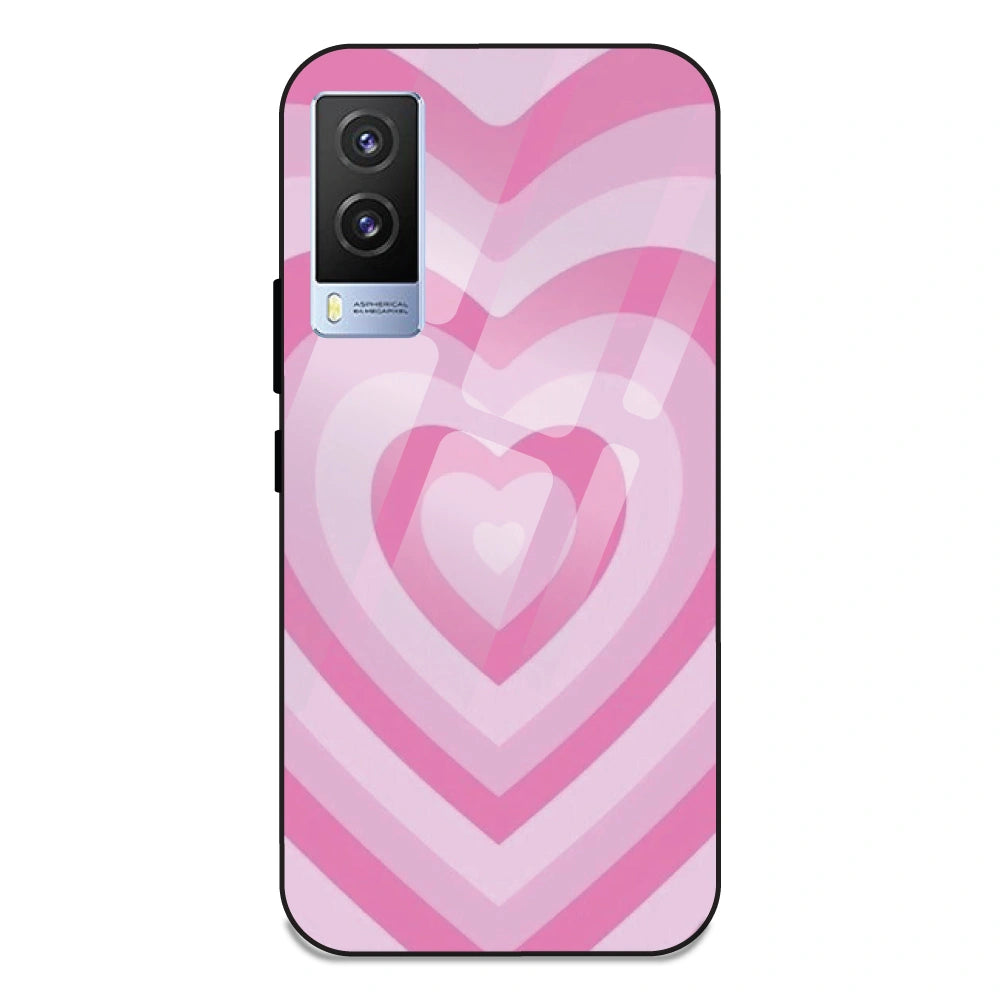 Pink Hearts - Glass Case For Vivo V21E 5G