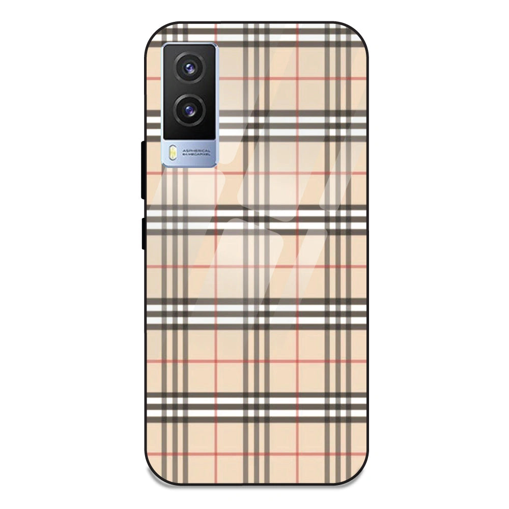 Yellow Checks - Glass Case For Vivo V21E 5G