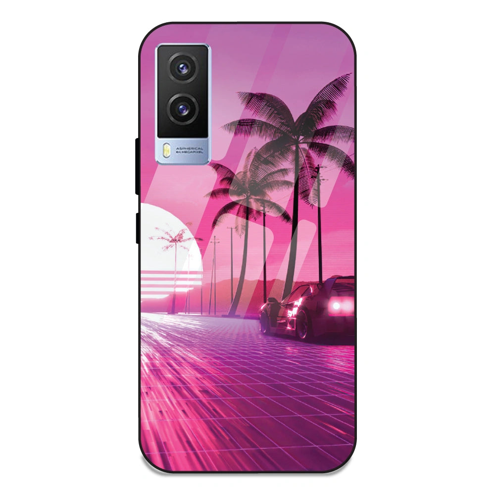 Retro Beach Synthwave - Glass Case For Vivo V21E 5G