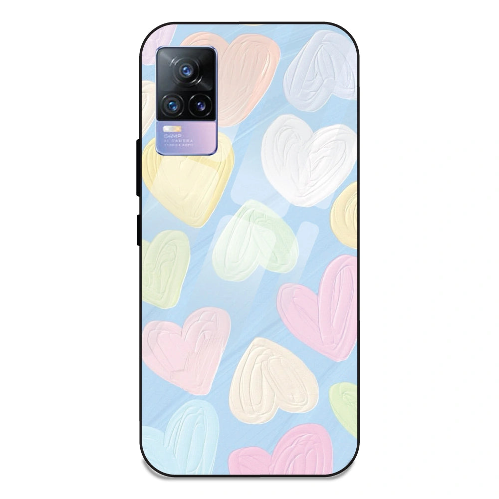 Pastel Hearts - Glass Case For Vivo V21E 4G