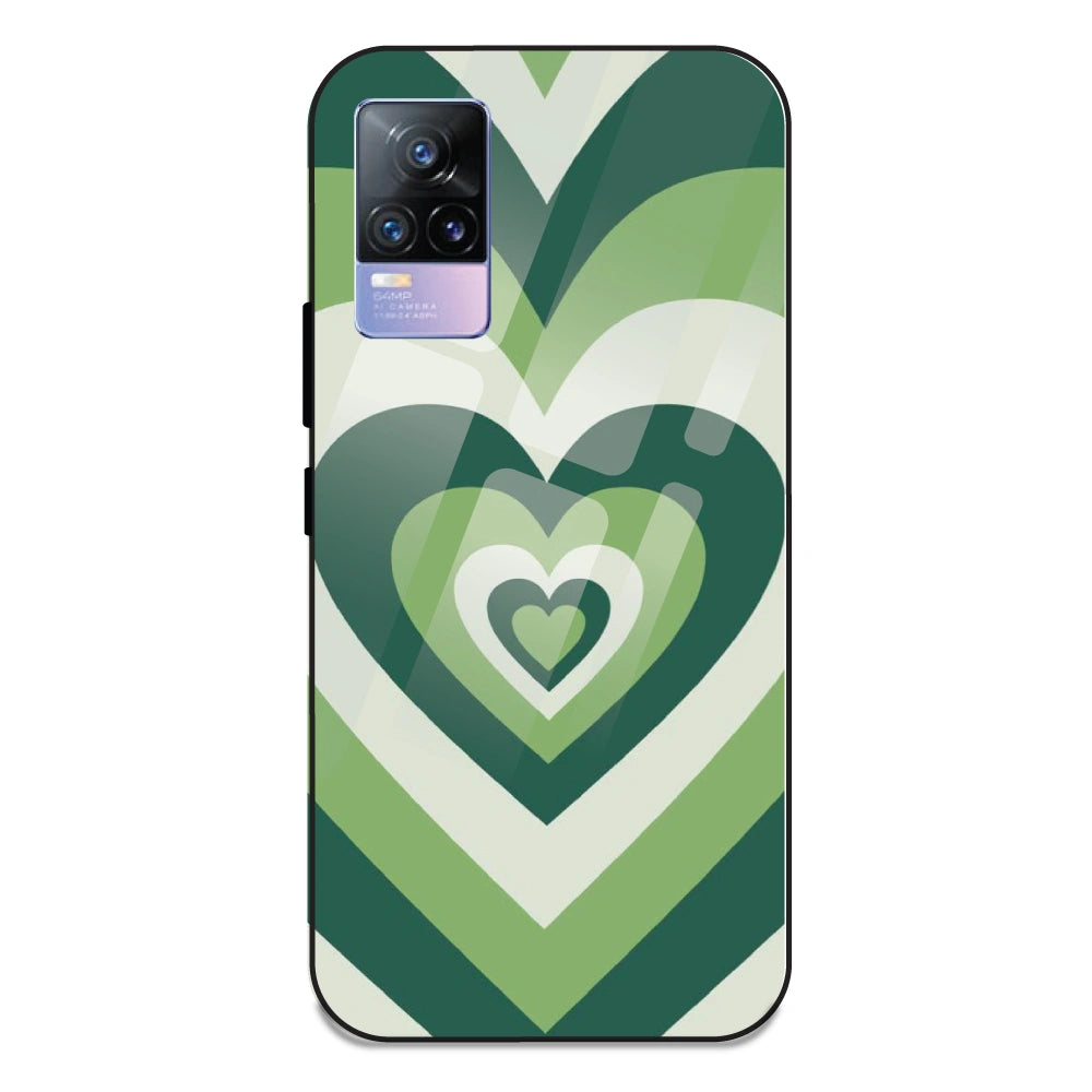 Green Hearts - Glass Case For Vivo V21E 4G