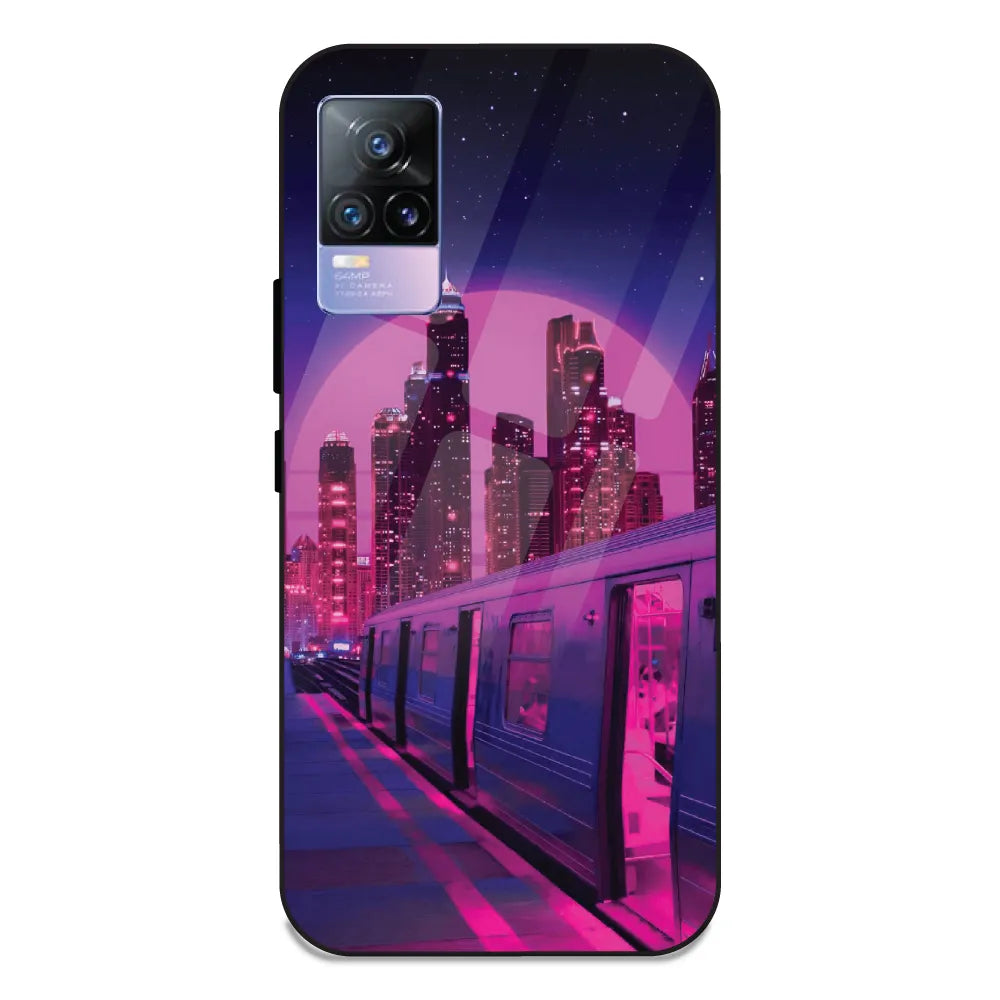 Neon City Synthwave - Glass Case For Vivo V21E 4G