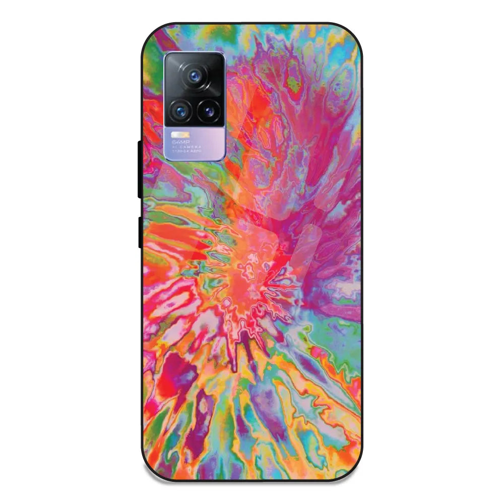 Orange Splash Tie Dye - Glass Case For Vivo V21E 4G