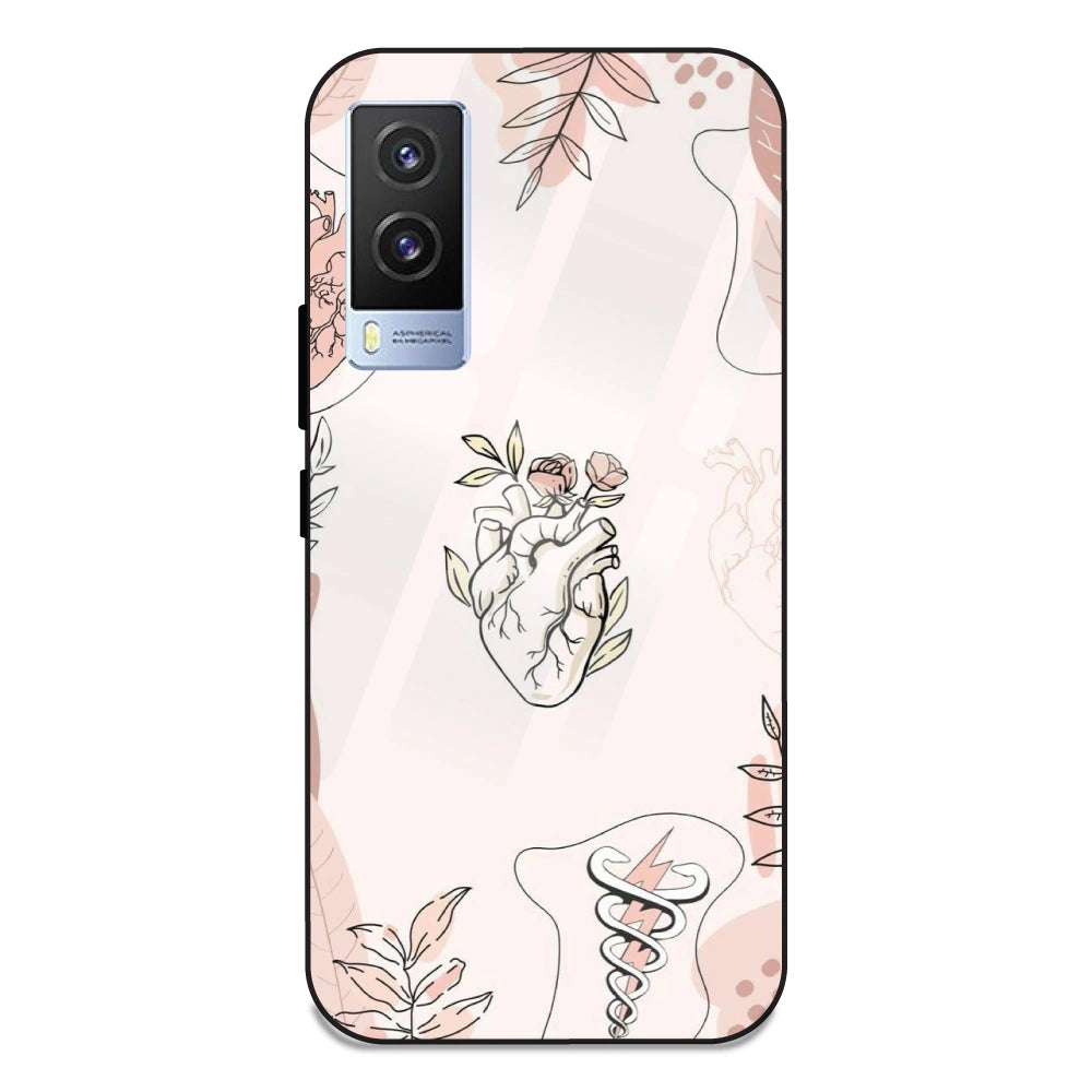 Heart And Flowers - Glass Case For Vivo V21E 5G