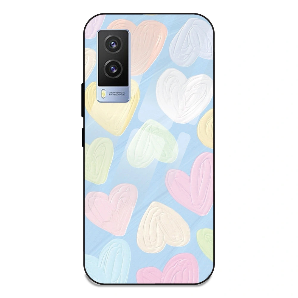 Pastel Hearts - Glass Case For Vivo V21E 5G