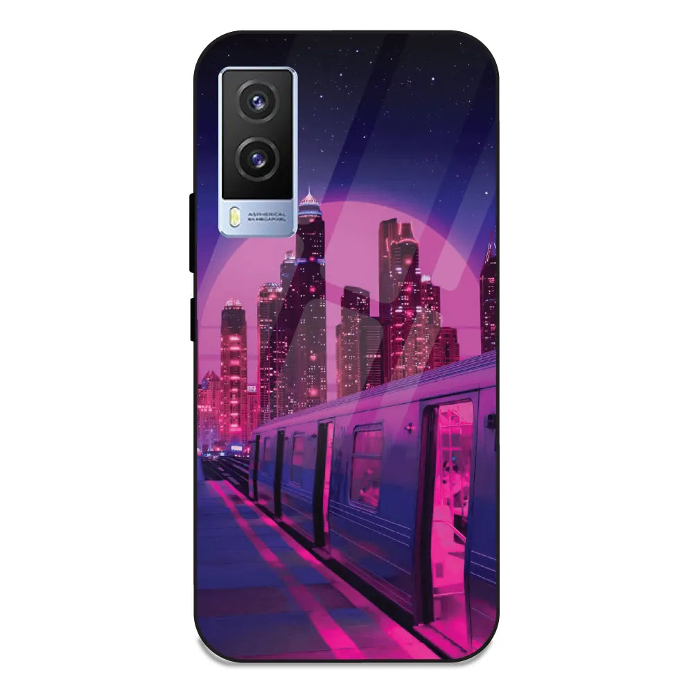 Neon City Synthwave - Glass Case For Vivo V21E 5G