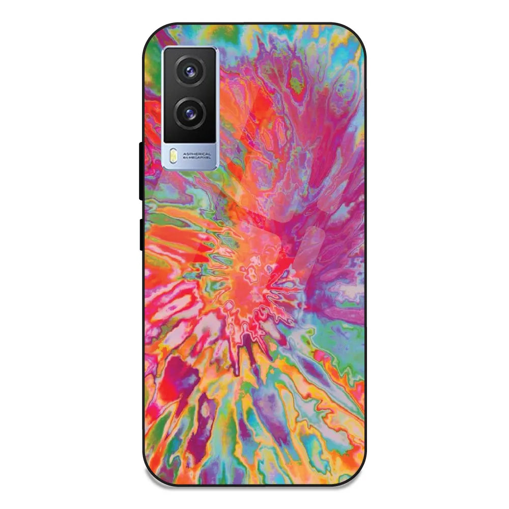 Orange Splash Tie Dye - Glass Case For Vivo V21E 5G