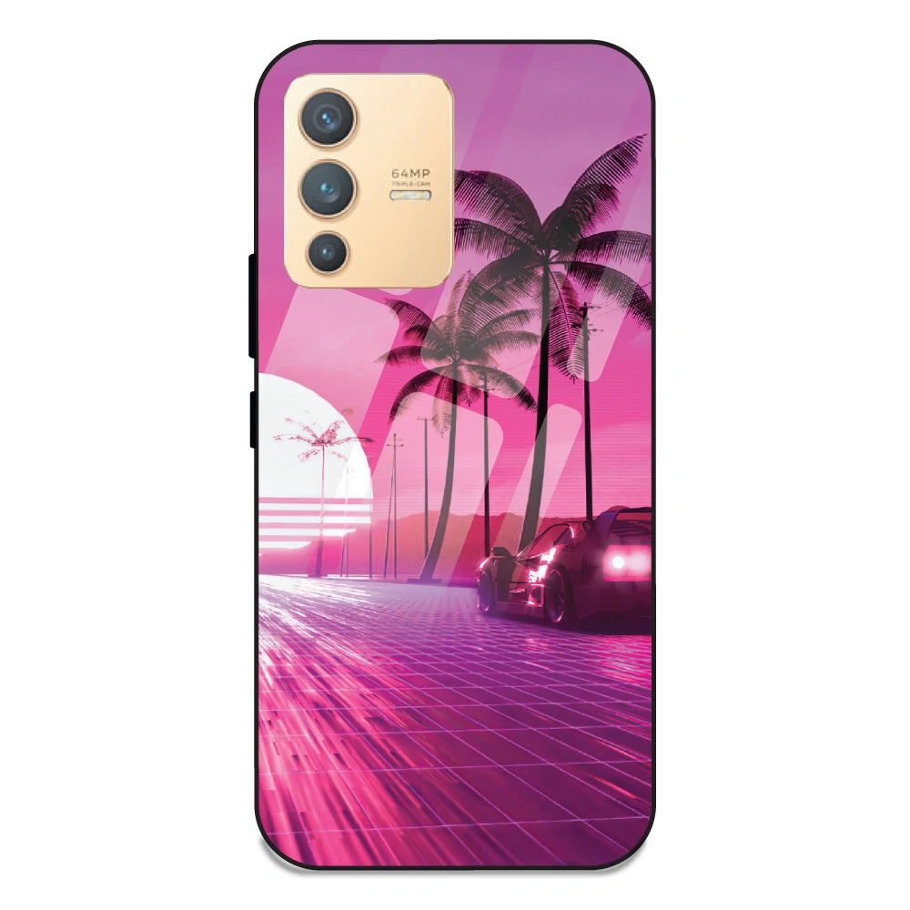 Retro Beach Synthwave - Glass Case For Vivo V23 5G