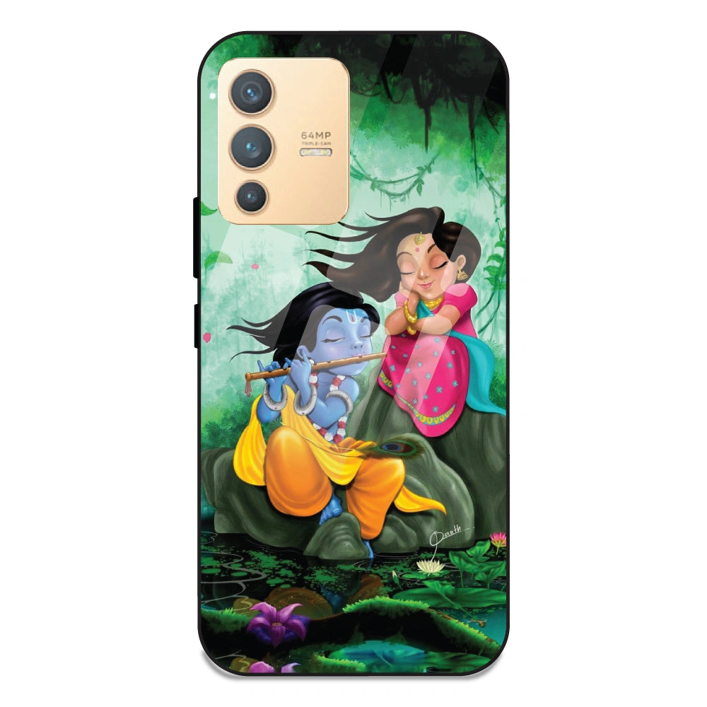 Radha Krishna - Glass Case For Vivo V23 5G