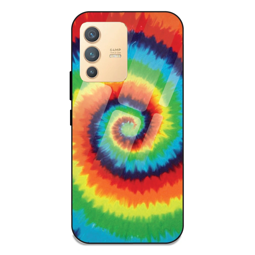 Rainbow Tie Dye - Glass Case For Vivo V23 5G