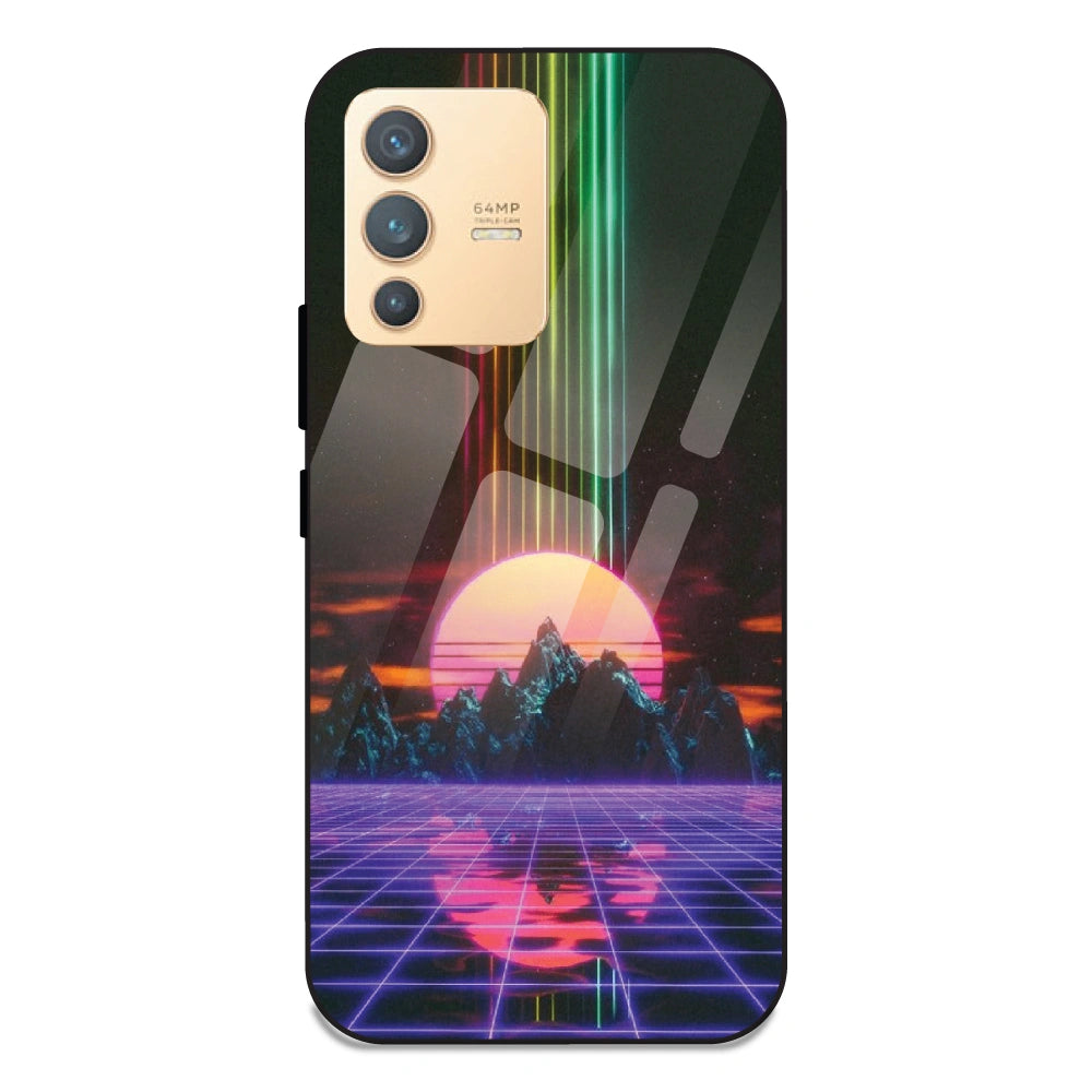 Retro Sunset Synthwave - Glass Case For Vivo V23 5G