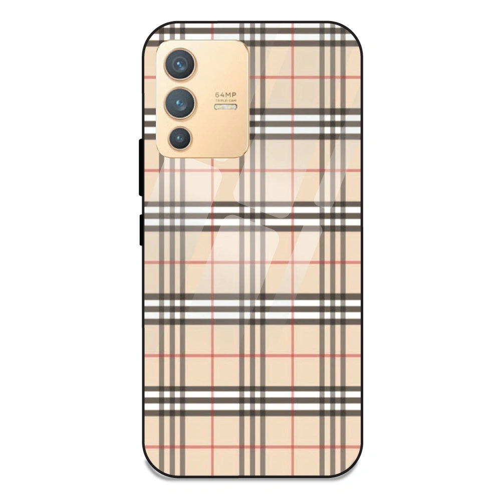Yellow Checks - Glass Case For Vivo V23 5G