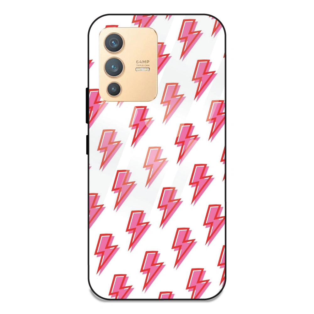Pink Lightning Bolts - Glass Case For Vivo V23 5G