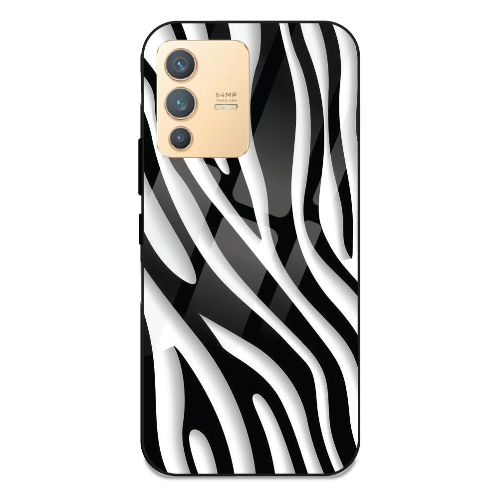 Zebra Print - Glass Case For Vivo V23 5G