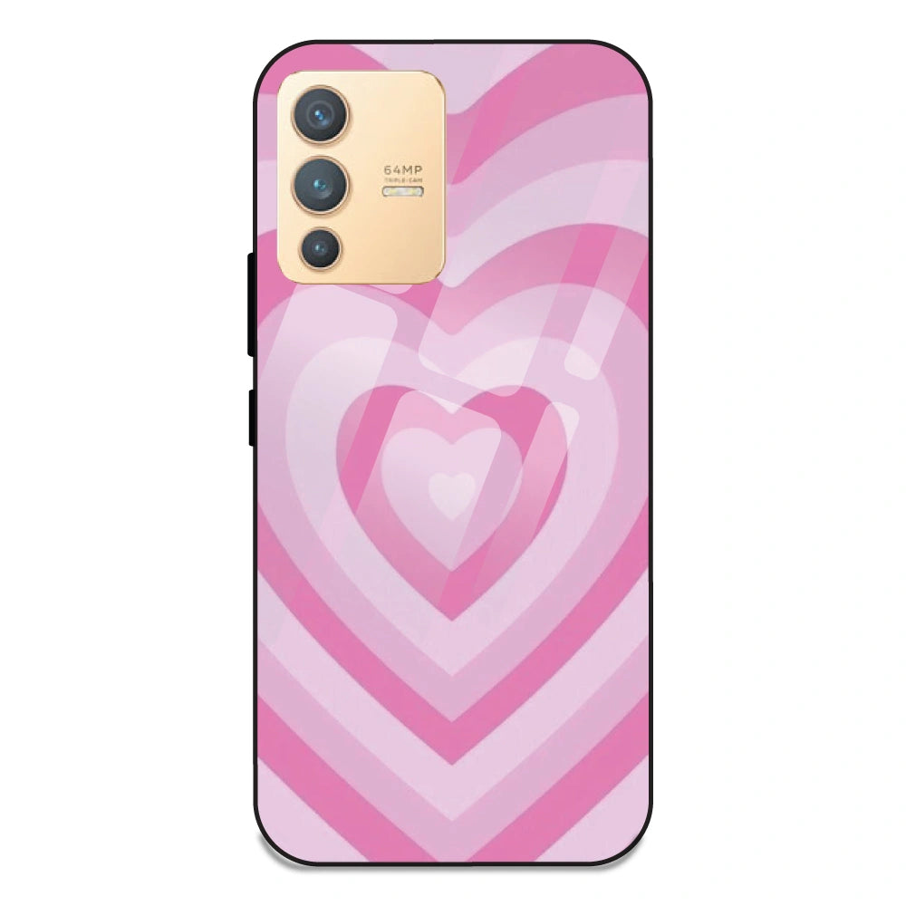 Pink Hearts - Glass Case For Vivo V23 5G