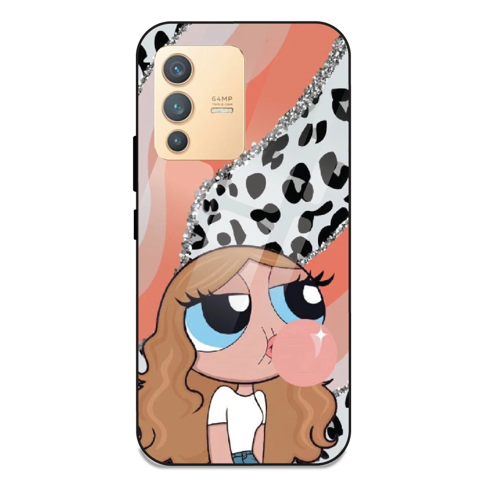 Peach Print Baddie Girl - Glass Case For Vivo V23 5G