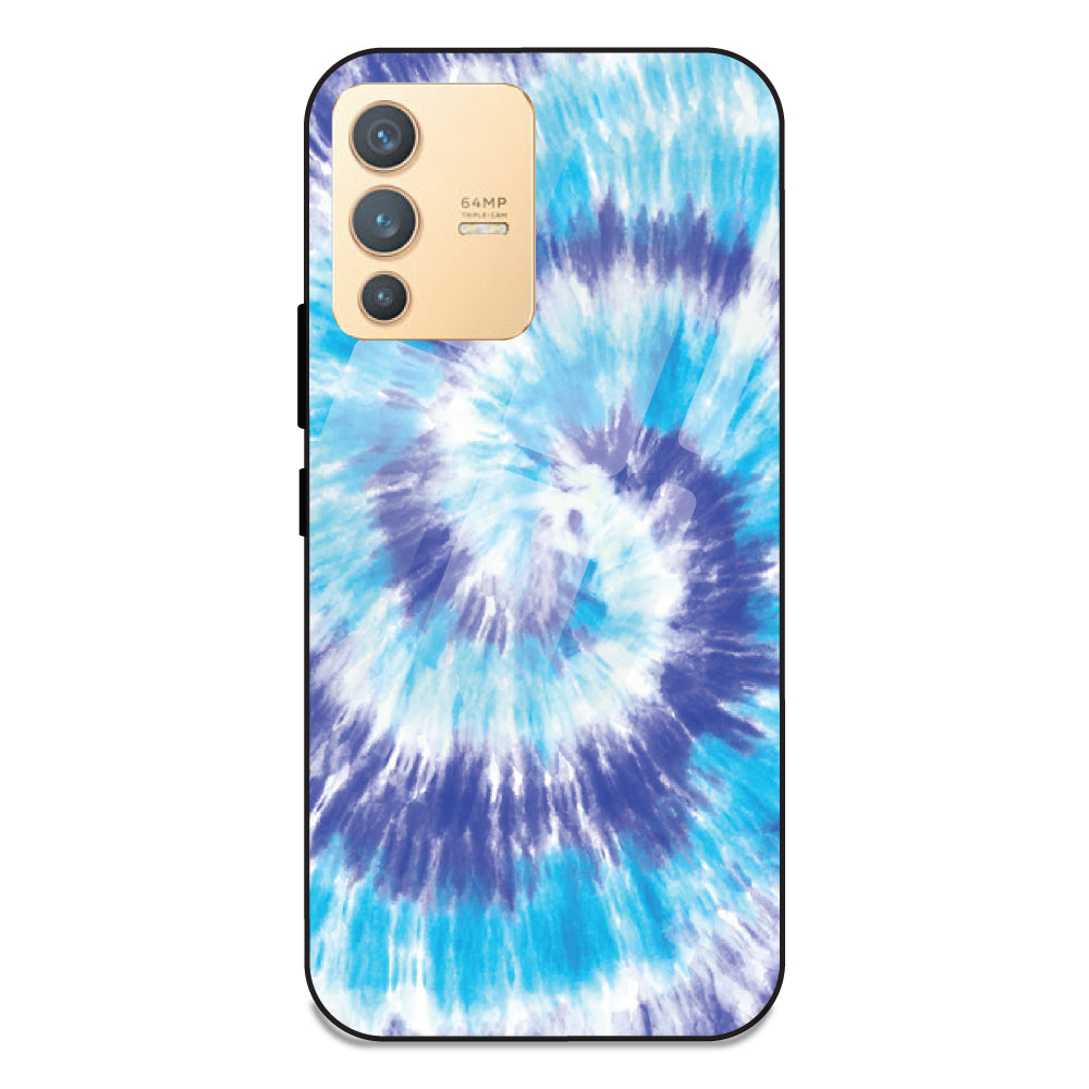 Aqua Tie Dye - Glass Case For Vivo V23 5G