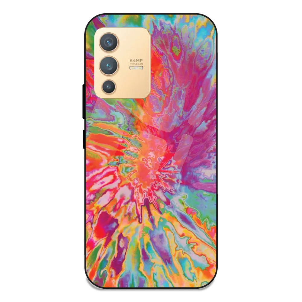 Orange Splash Tie Dye - Glass Case For Vivo V23 5G