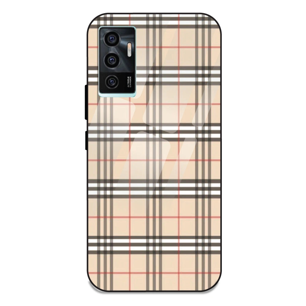 Yellow Checks - Glass Case For Vivo V23E 5G