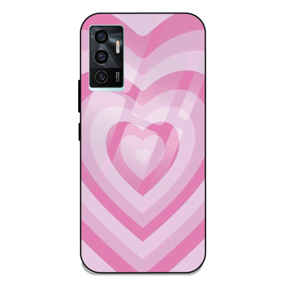 Pink Hearts - Glass Case For Vivo V23E 5G