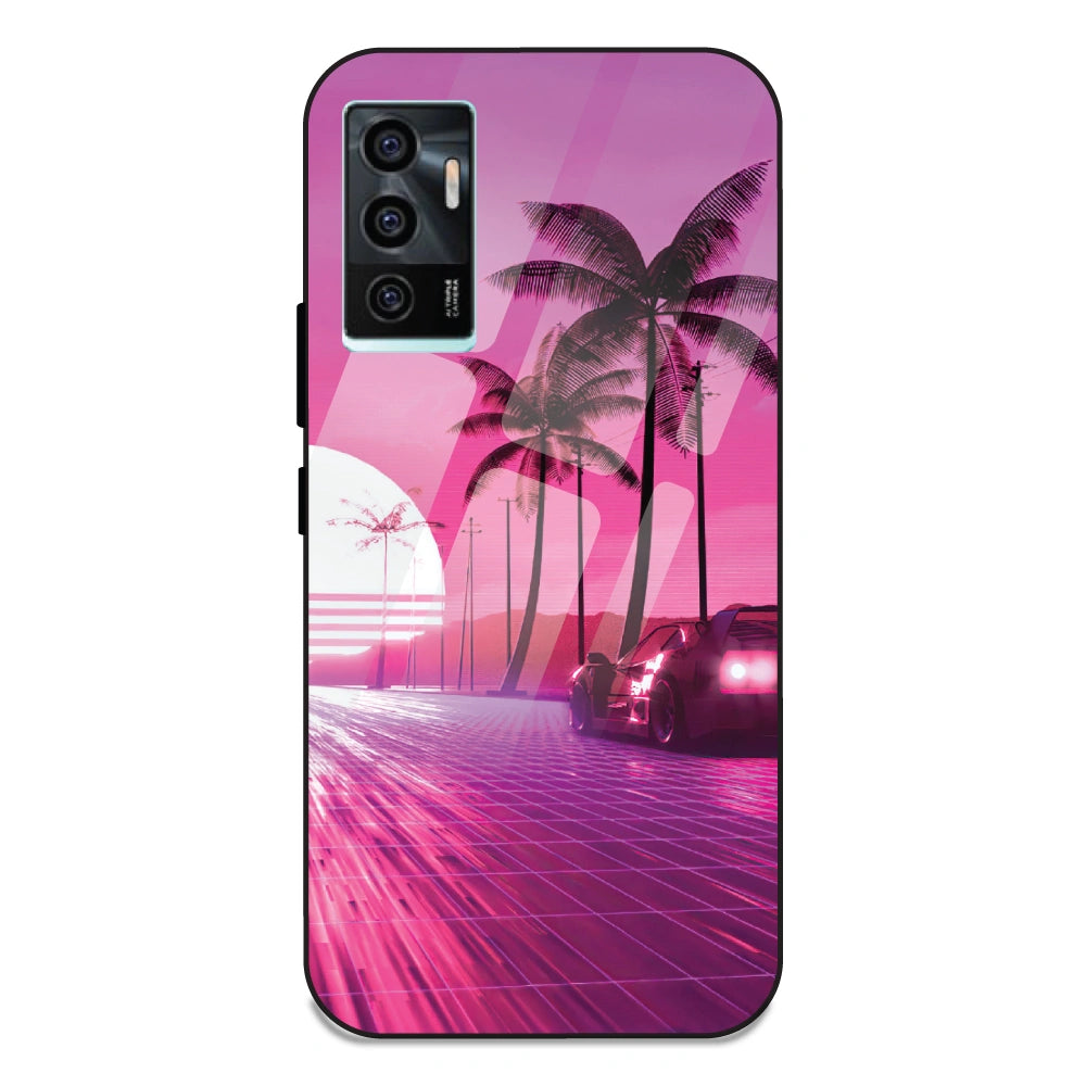 Retro Beach Synthwave - Glass Case For Vivo V23E 5G