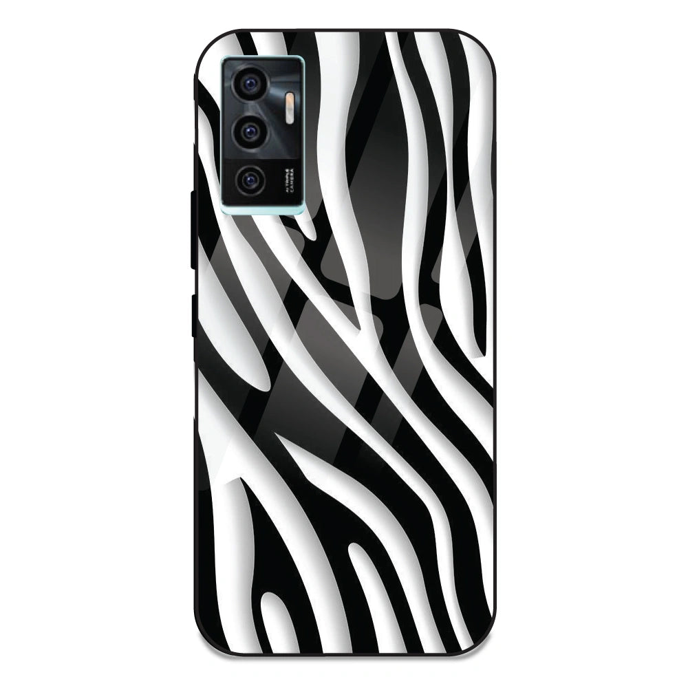 Zebra Print - Glass Case For Vivo V23E 5G