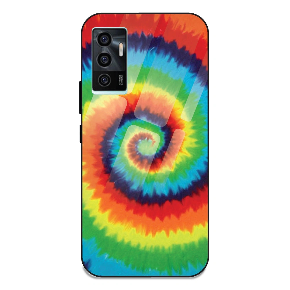 Rainbow Tie Dye - Glass Case For Vivo V23E 5G