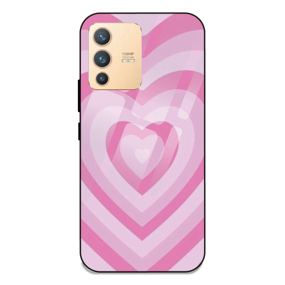 Pink Hearts - Glass Case For Vivo V23 Pro