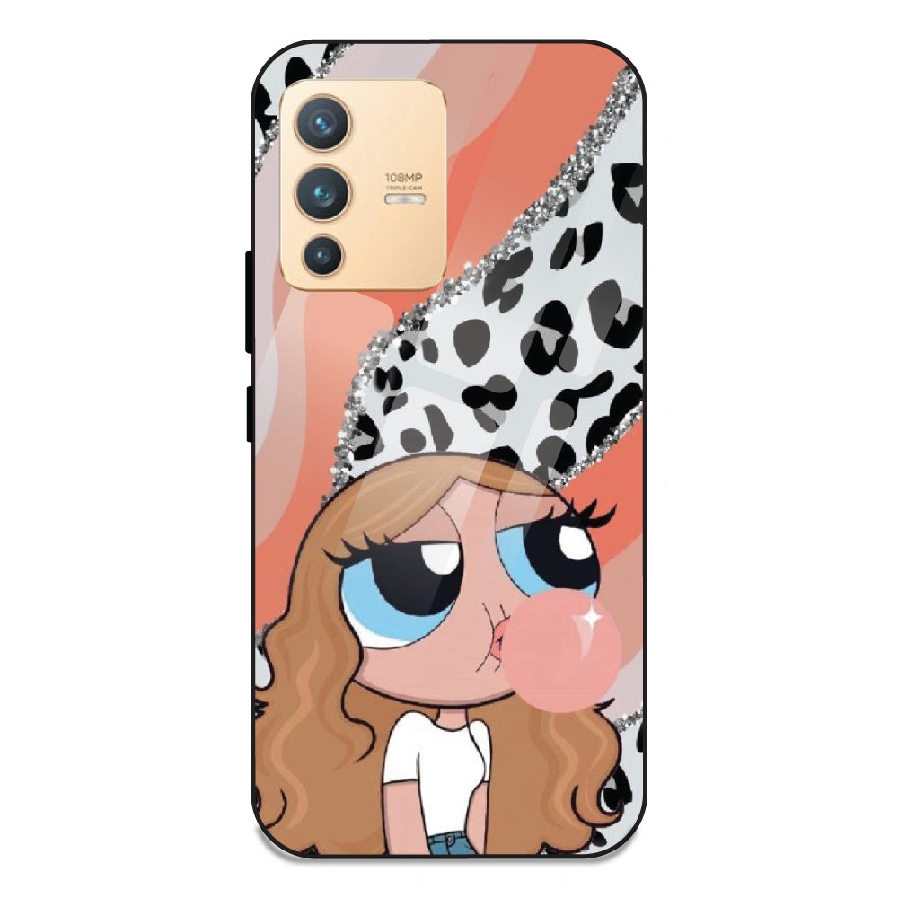 Peach Print Baddie Girl - Glass Case For Vivo V23 Pro