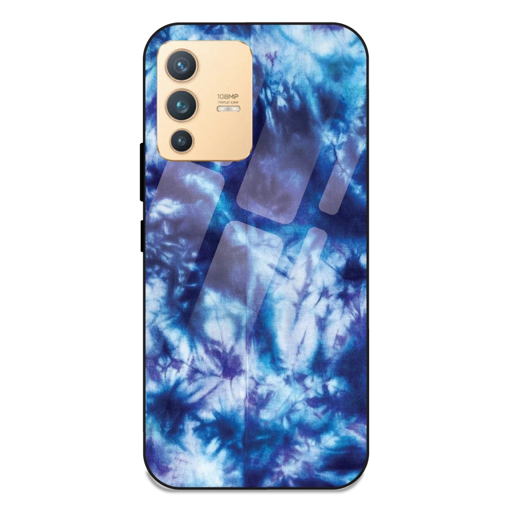 Dark Blue Tie Dye - Glass Case For Vivo V23 Pro