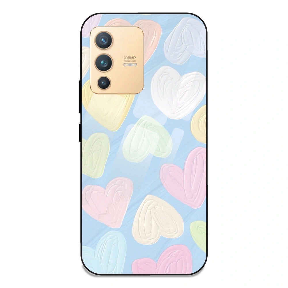 Pastel Hearts - Glass Case For Vivo V23 Pro
