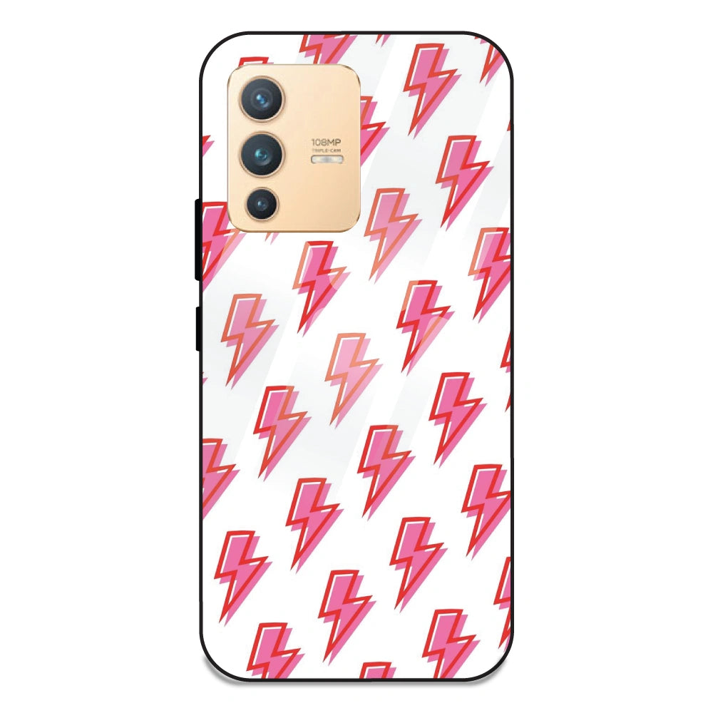 Pink Lightning Bolts - Glass Case For Vivo V23 Pro