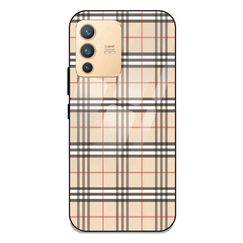 Yellow Checks - Glass Case For Vivo V23 Pro